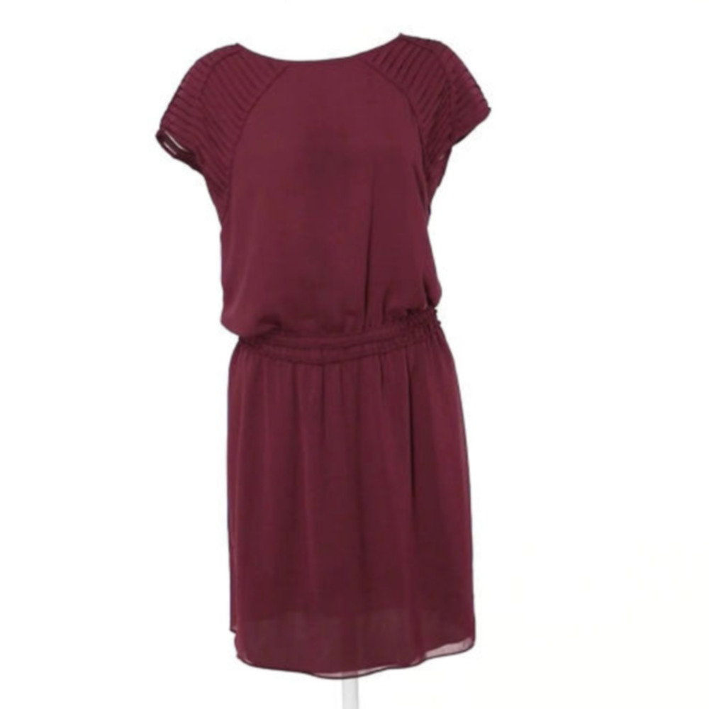 Max Studio Women's Cap Sleeve Burgundy Blouson Dress